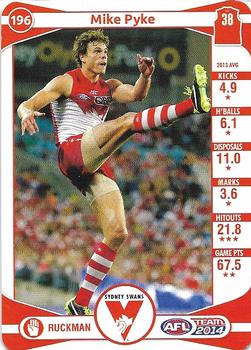 2014 Team Zone AFL Team #196 Mike Pyke Front